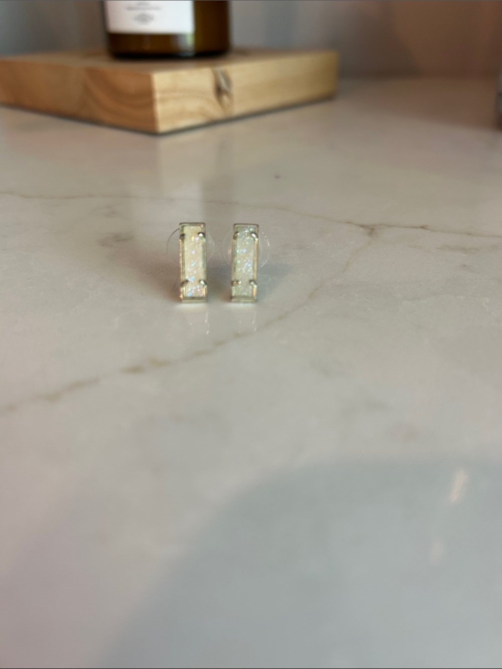 Kendra Scott Gold Iridescent Druzy Bar Stud Earrings - Picture 3 of 11